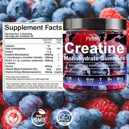 Creatine Monohydrate Gummies in Multiple Flavors - Support for Muscles, Strength & Wellbeing - Vegan, Sugar Free, 2-Pack Supplement Bundle