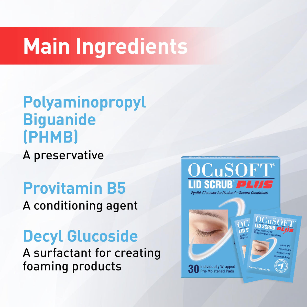 OCuSOFT Lid Scrub PLUS - 35 Pre-Moistened Leave-On Eyelid Wipes - Extra Strength Cleanser for Eyelid Hygiene