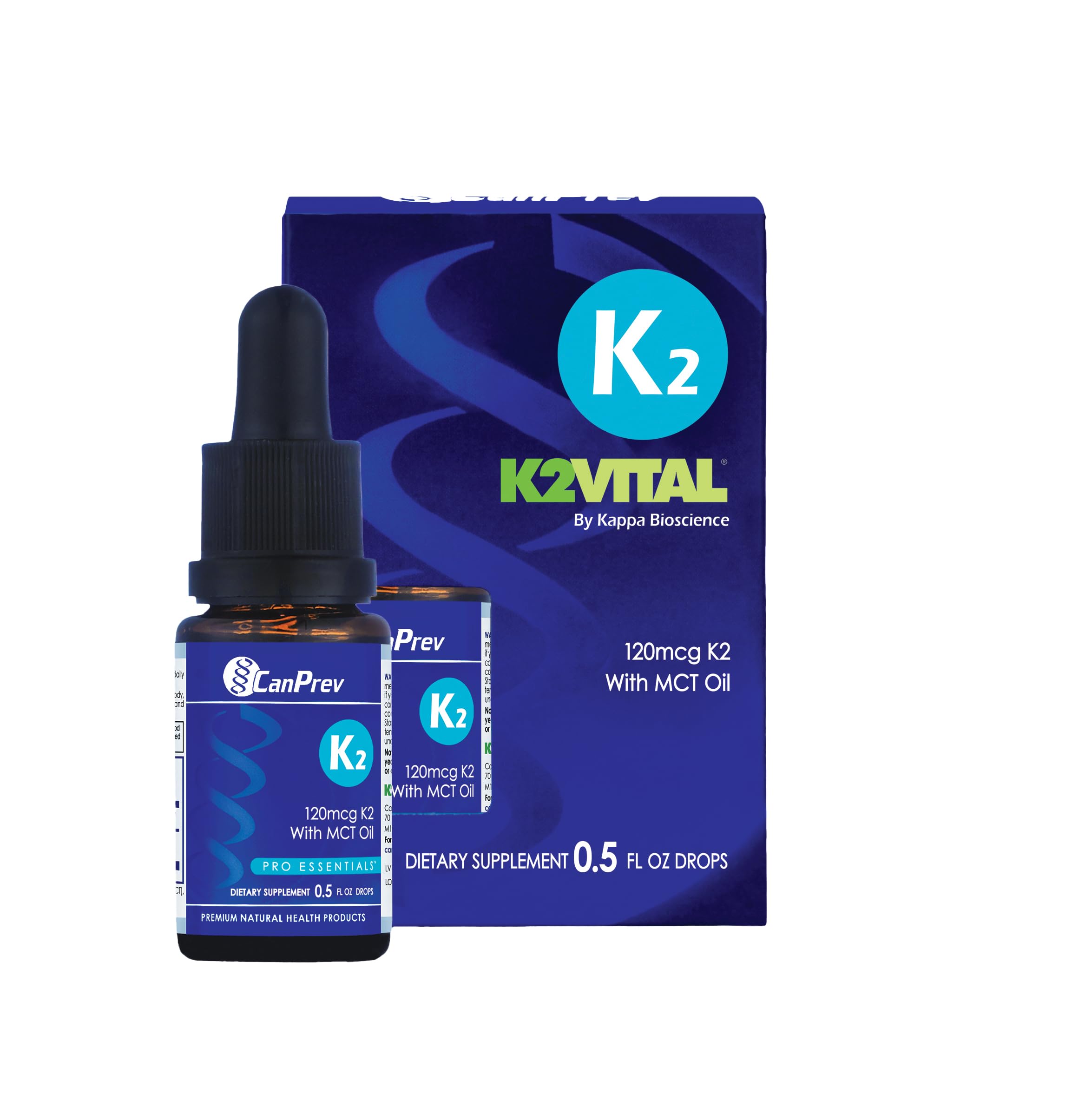 CanPrev K2 Drops, 15ml, 300 Servings, 30mcg MK-7 Vitamin K2 Liquid, Supports Strong Bones & Cardiovascular Wellness, Vegan, Unflavored Formula with MCT Oil for Optimal Calcium Utilization & Absorption