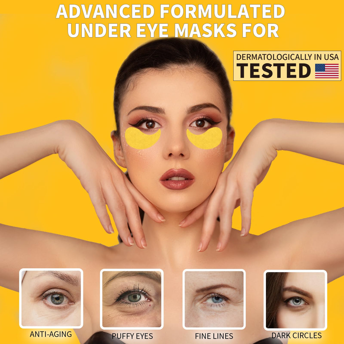 Qyiywim 24K Gold Under Eye Patches – 70 PCS Eye Gel Pads for Dark Circles, Puffiness & Eye Bags