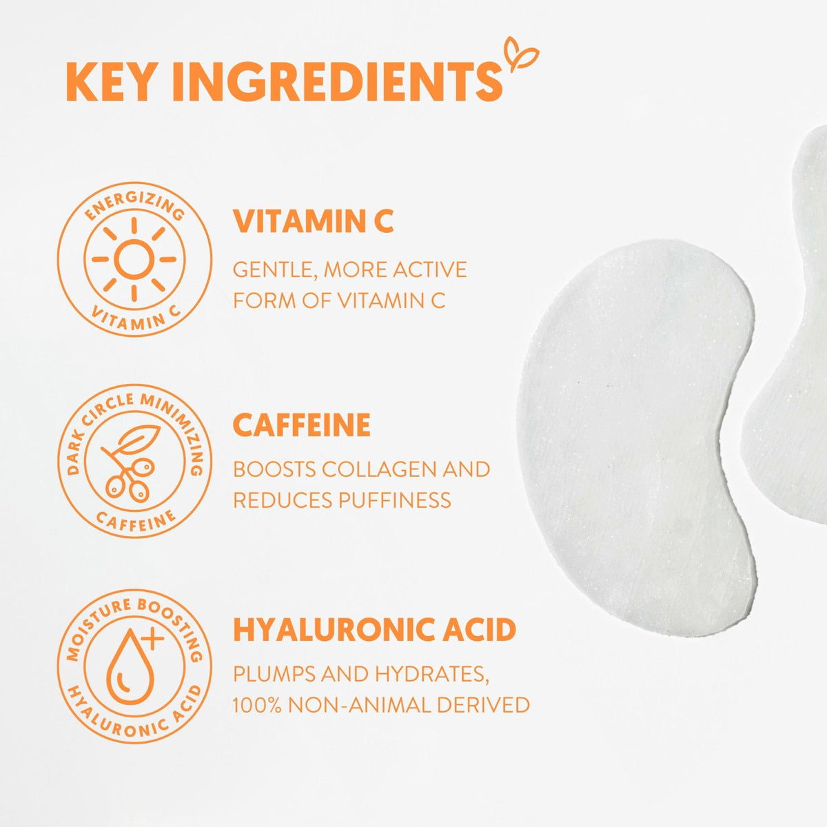 By Nature Vitamin C + Caffeine Hydrating Under Eye Mask Patches for Dark Circles & Puffiness – Energizing Brightening Eye Patches Skincare – 5 Pairs