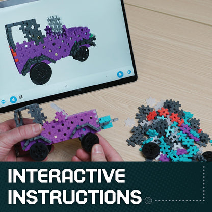 Mechanicals - Off-Road Renegades Blue - 300 Pieces STEM/STEAM Interlocking Connecting Building + Construction Toy, for Open + Imaginative Play Kids Ages 6+