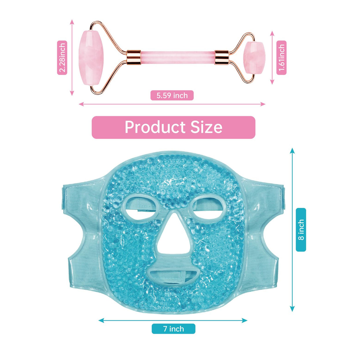 ZNÖCUETÖD 3-in-1 Face Sculpting Set – Ice Roller, Jade Roller & Cooling Gel Eye Mask Gift Set | For Puffiness, Wrinkles & Lifting