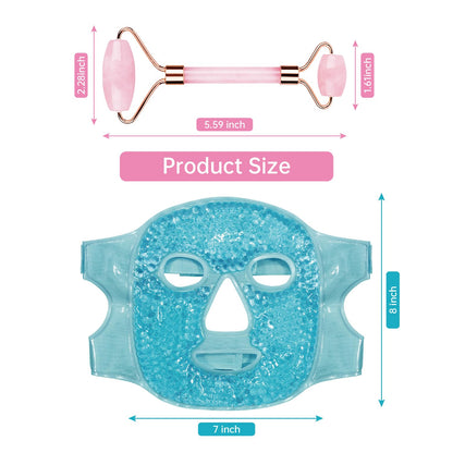 ZNÖCUETÖD 3-in-1 Face Sculpting Set – Ice Roller, Jade Roller & Cooling Gel Eye Mask Gift Set | For Puffiness, Wrinkles & Lifting