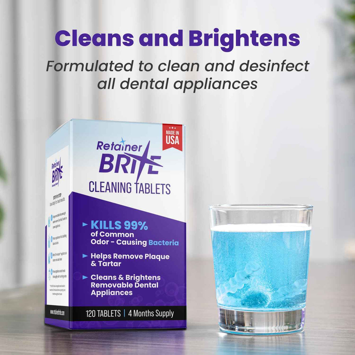 Retainer Brite Tablets for Cleaner Retainers and Dental Appliances - 96 Count