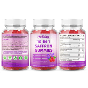 Saffron Supplement Gummies for Kids & Adults Supports Antioxidant Function with Ashwagandha, L-Theanine, Rhodiola Rosea, Lemon Balm, Vitamin D3, B6, Magnesium & Zinc - Raspberry Flavor, 60 Count