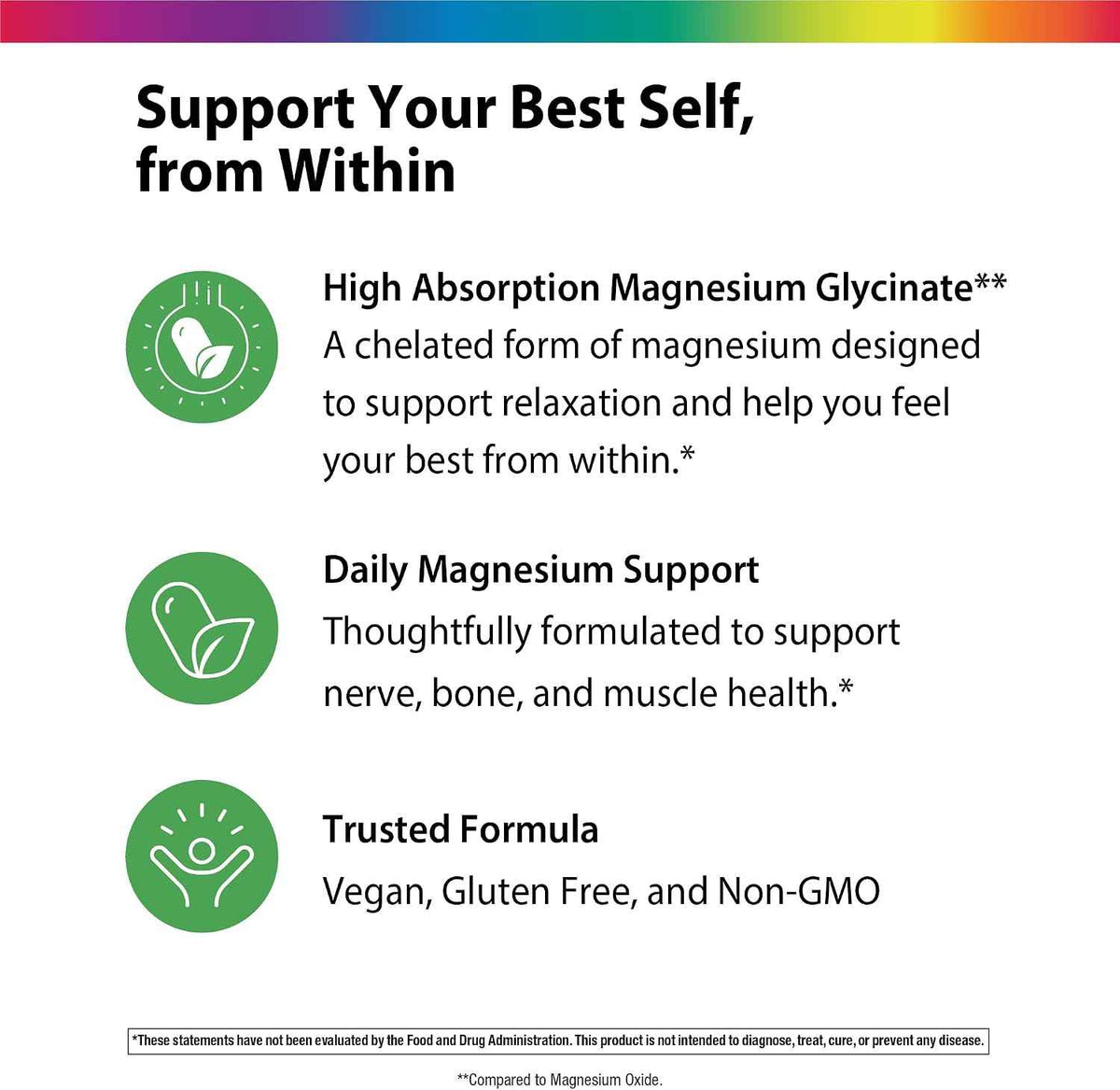 Rainbow Light Magnesium Glycinate 325 mg - 120 Capsules - High Absorption, Chelated Form of Magnesium - Supports Nerve, Bone, & Muscle Health - Vegan, Non-GMO and Gluten Free