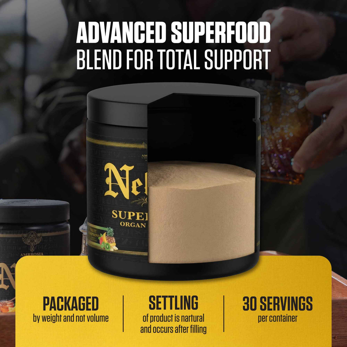 Ambrosia Superfood Organ & Cycle Support Powder - Liver & Kidney Support with Milk Thistle, Red Yeast Rice & CoQ10 - 13 Superfood Ingredients - 30 Servings - Honey Lemon