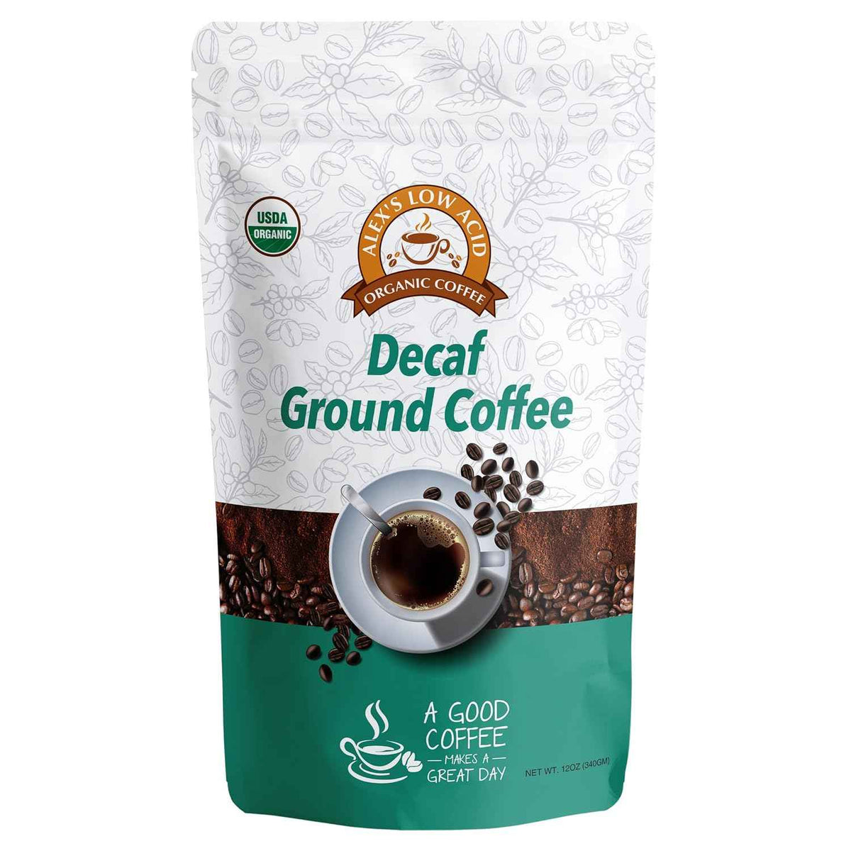 Alex's Low Acid Organic Coffee 12oz Bag - Fresh Ground Decaf (Pack of 1)