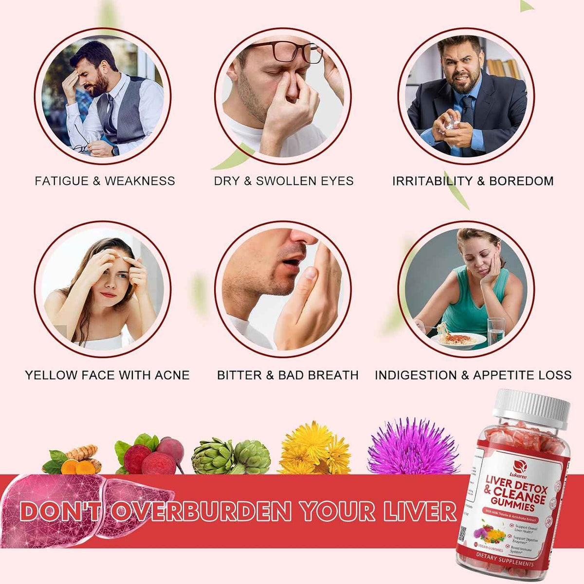 2 Pack Lukaree Liver Cleanse Detox & Repair Gummies w/Artichok & Dandelion - Sugar-Free Milk Thistle Supplement for Digestion & Immunity - Herbal Liver Health Supplement for Men & Women- Vegan, 60 Count