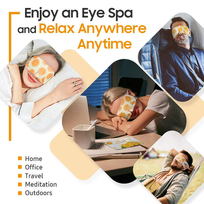 BeHoomi Self Heating Steam Eye Mask – Orange Scented Warm Compress Heated Eye Mask for Sleep, Spa & Relaxation (20 Pack)