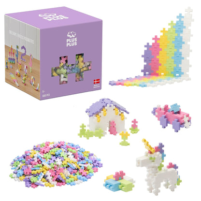 PLUS PLUS - Open Play Set - 600 Piece - Pastel Color Mix, Construction Building Stem Toy, Interlocking Mini Puzzle Blocks for Kids