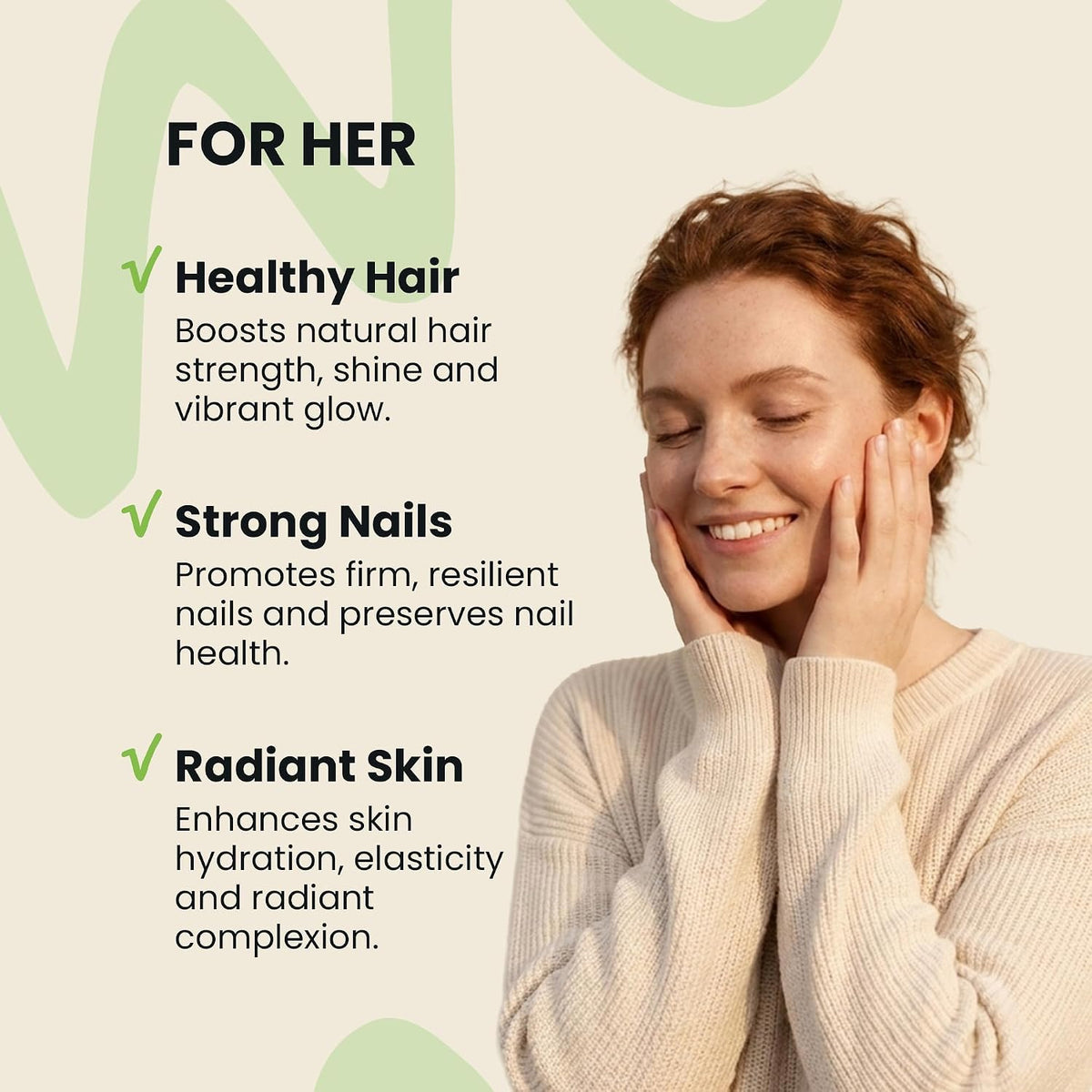 Collagen Peptides & Hyaluronic Acid Supplement with Vitamins A, C, E, B6, Biotin, Zinc & Selenium - Skin Hydration, Hair Growth & Nail Strength Complex for Women & Men