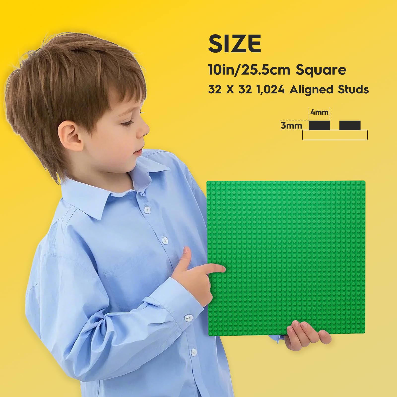 Pokiiulk Classic Baseplates Building Plates-Pack of 10 Large 10" x 10" Building Bricks, Compatible with All Major Brands and Activity Table, Perfect STEM Gift for Builders Age 3+ (Multicolored)