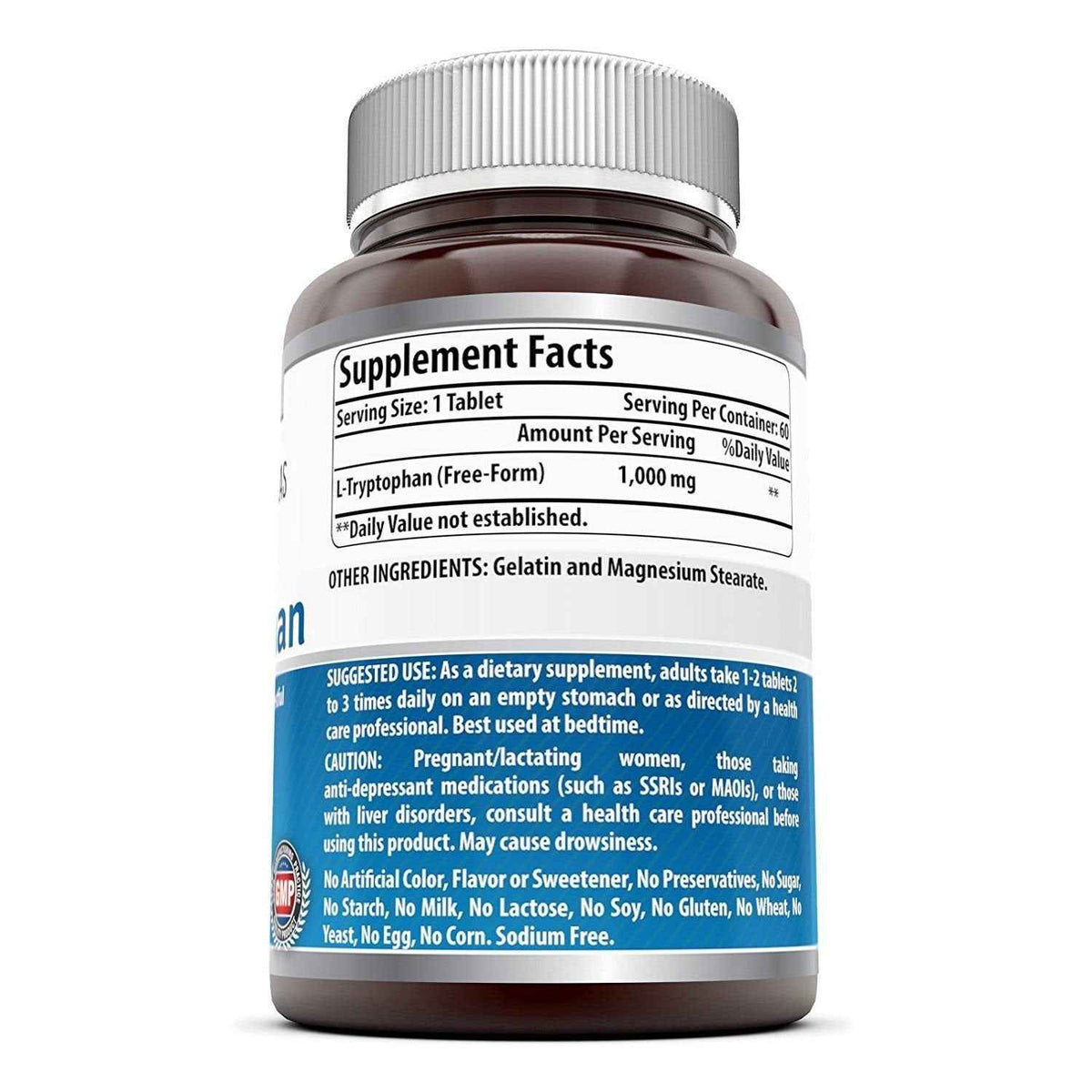 Amazing Formulas L-Tryptophan 1000mg Tablets Supplement - Non-GMO - Gluten Free - Made in USA (240 Count)