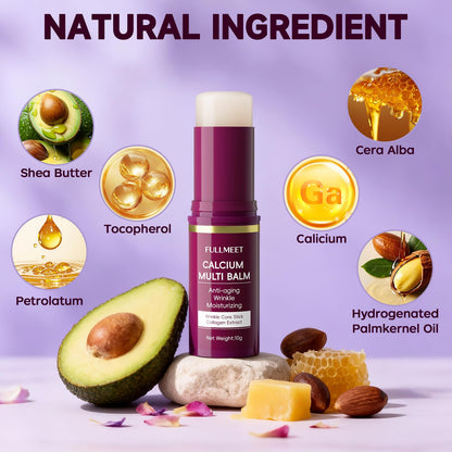 FullMeet Calcium Volume Multi Balm - Collagen All-in-One Moisturizing Stick for Face, Neck & Eyes - Anti-Aging Wrinkle Core Stick (10g)