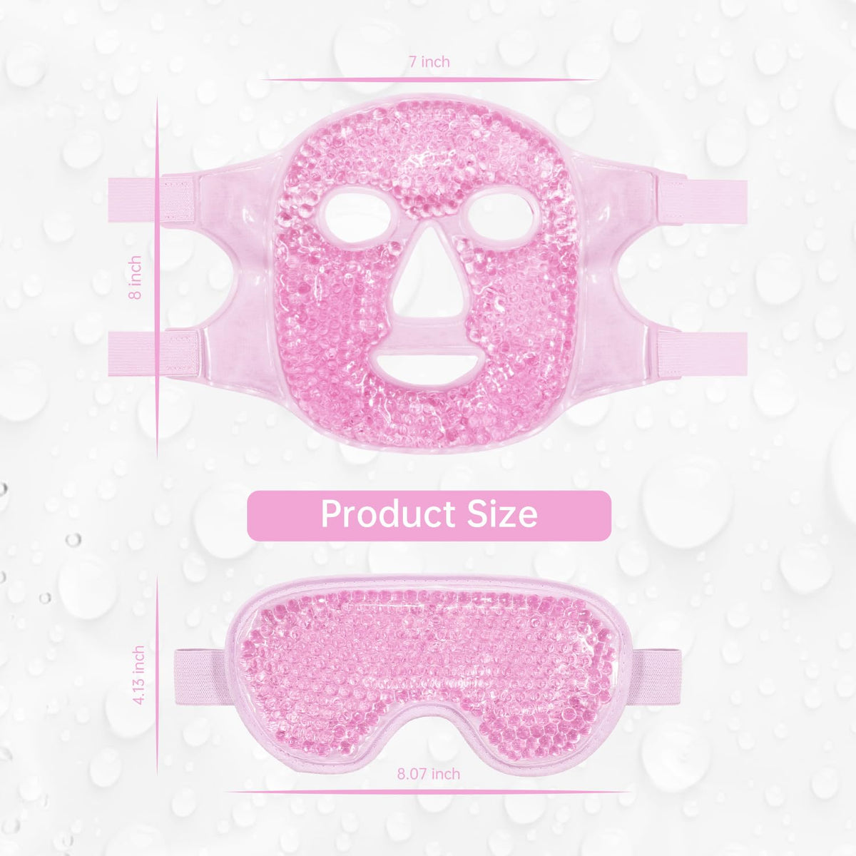 ZNÖCUETÖD 2-Piece Face & Eye Ice Mask Set (Pink) – Dual Hot & Cold Gel Packs for Puffiness, Dark Circles, Migraine Relief & Post-Surgery Swelling