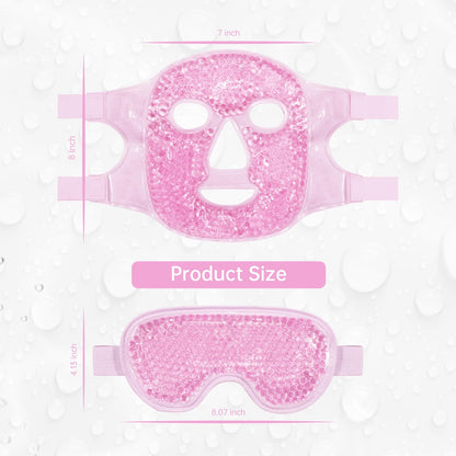 ZNÖCUETÖD 2-Piece Face & Eye Ice Mask Set (Pink) – Dual Hot & Cold Gel Packs for Puffiness, Dark Circles, Migraine Relief & Post-Surgery Swelling