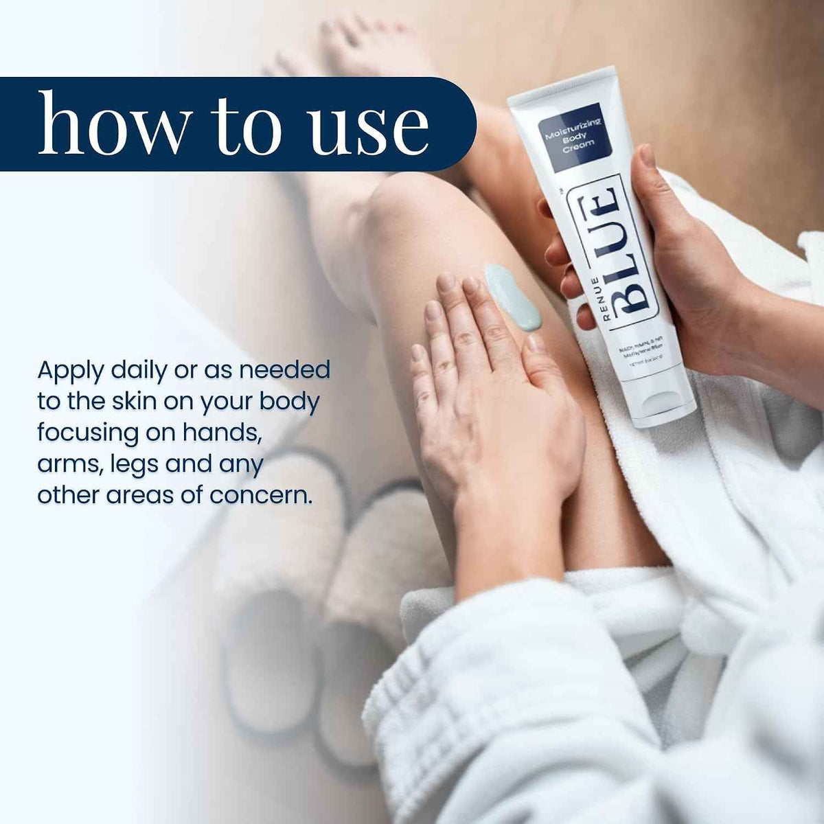 Renue Blue Methylene Blue Moisturizing Body Cream - Liposomal NAD+ Complex with Antioxidants, Peptides, and Botanical Extracts for Hydrated, Healthier‑Looking Skin