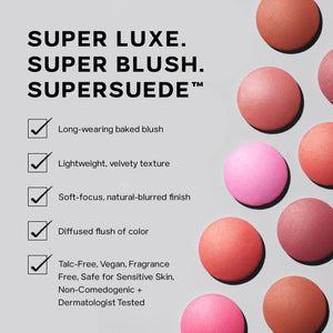 Saie Blush & Brush Duo - SuperSuede Baked Blush in Stella (.01 oz) & Powder Blush Brush - Talc-Free, Moisturizing Blush with Vegan, Fluffy Brush for Seamless Application SaieBuy Supplements Australia