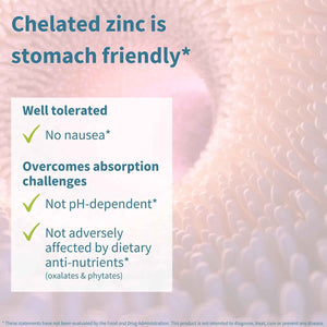 Igennus Chelated Zinc Complex 25mg with Copper, Picolinate & Bisglycinate - Fully Reacted, High Bioavailability & Gentle Digestion, Clean & Third-Party Tested, Immune & Skin Support, 6 Month Supply