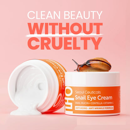 SeoulCeuticals Snail Mucin Eye Cream – 97.5% Snail Filtrate Korean Anti-Aging Under Eye Treatment 0.5 oz