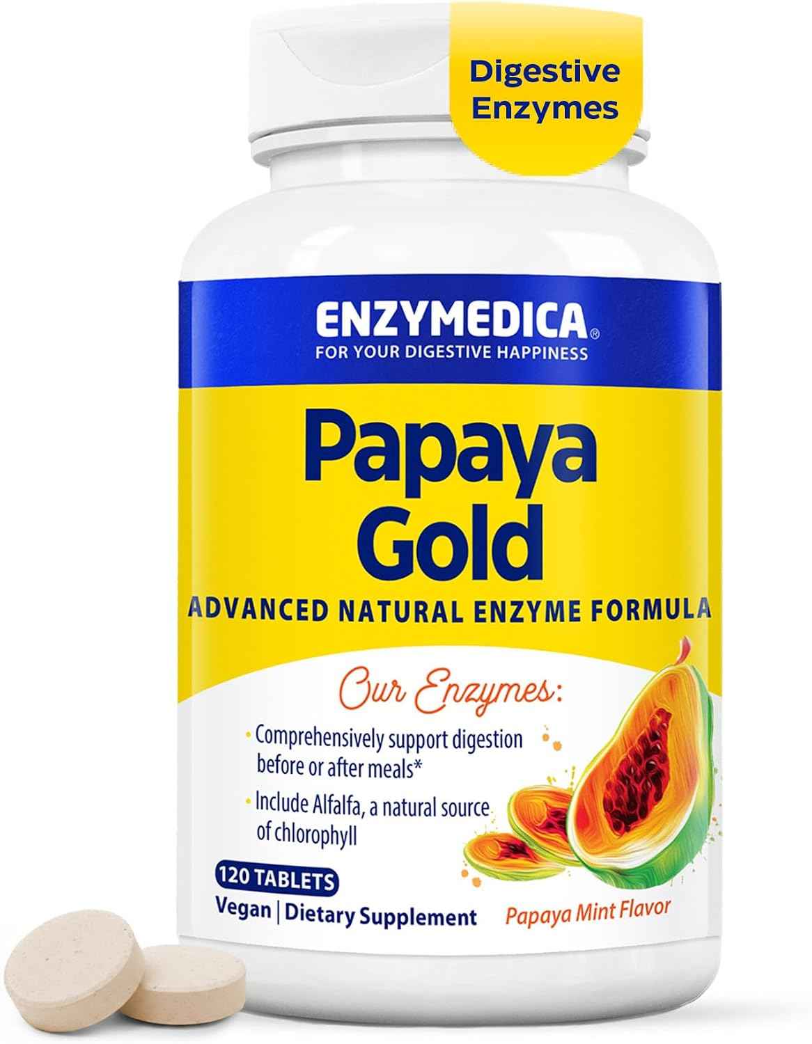 Enzymedica Papaya Gold - Papaya Enzymes Chewable - 120 Tablets