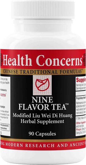 Health Concerns Nine Flavor Tea - Immune Support, Kidney Support & Lymphatic Health - Chinese Herbal Supplement for Oral Health, Night Sweats, Blurred Vision - 90 Capsules