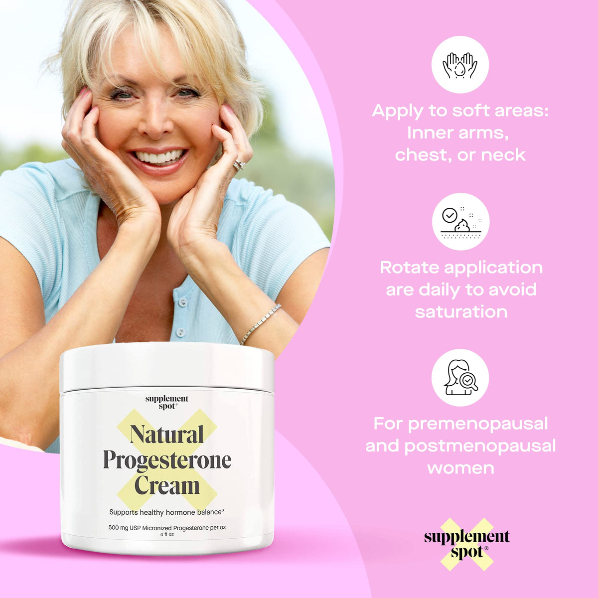 Supplement Spot Natural Progesterone Cream for Women – Micronized Bioidentical Progesterone Cream
