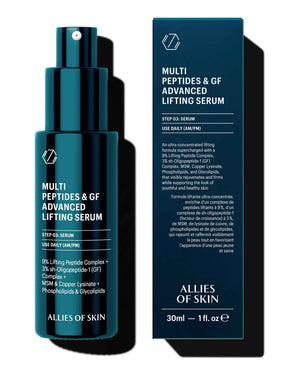 Allies of Skin Multi Peptides & Growth Factor Collagen Boosting Face Serum - Skin Tightening Anti-Aging Complex with 9% Peptides - Firms Sagging Skin & Visibly Reduces Wrinkles (1 oz)