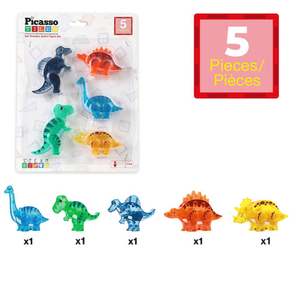 PicassoTiles Dinosaur Magnetic Tiles Accessory Set Mix and Match Dino Figure Parts for STEM Magnet Tile Construction Building Blocks Sets Creative Pretend Play Educational Toy for Kids Ages 3+ PTA28
