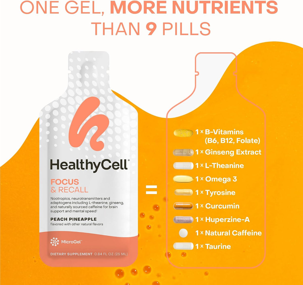 Healthycell Focus & Recall Brain + Immune Super Boost Bundle - Focus & Recall Brain Supplement + Immune Super Boost - Supports memory, concentration, immunity & overall wellness