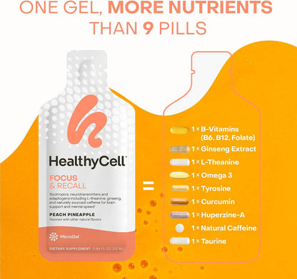 Healthycell Focus & Recall Brain + Immune Super Boost Bundle - Focus & Recall Brain Supplement + Immune Super Boost - Supports memory, concentration, immunity & overall wellness
