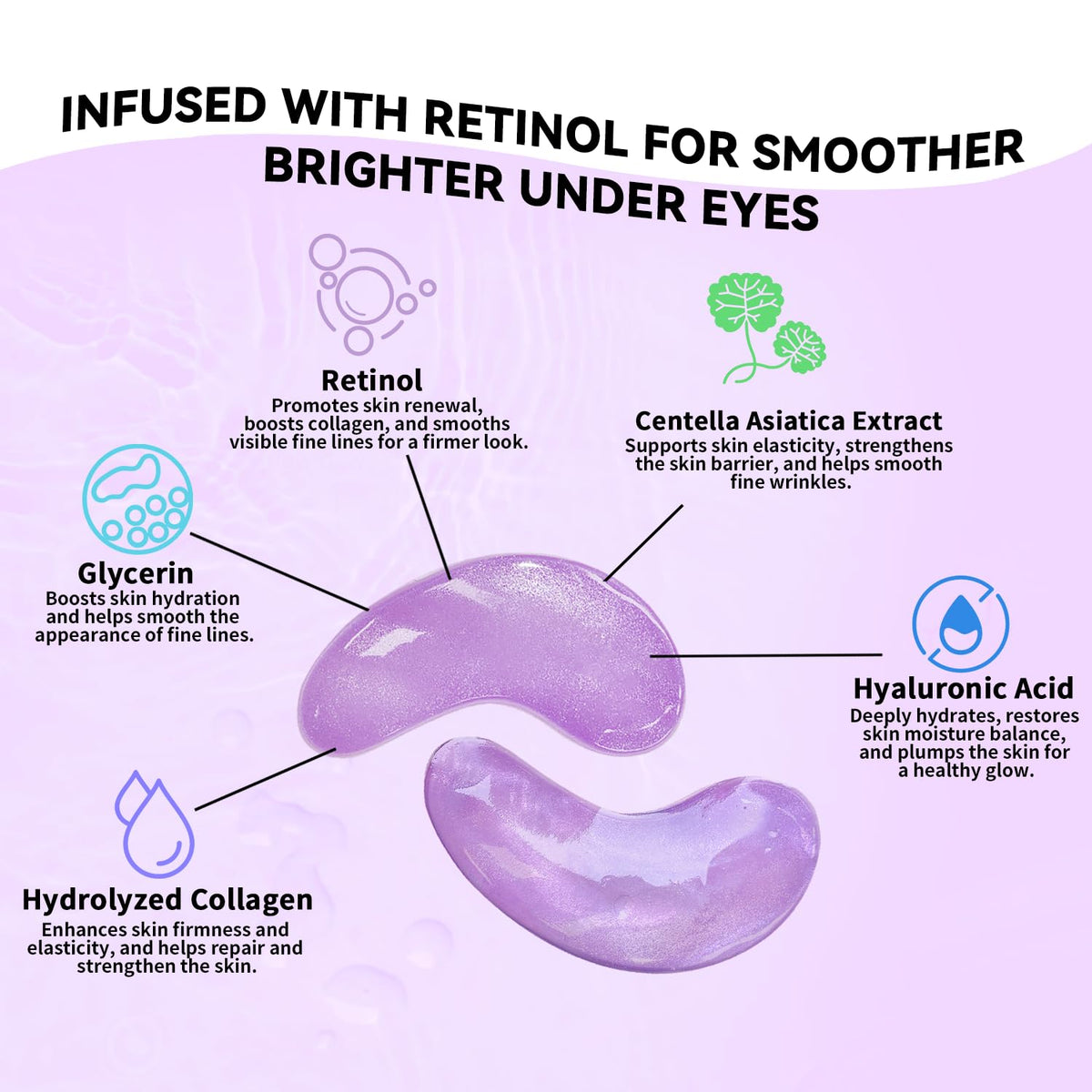Maskiss Retinol Under Eye Patches (24 Pairs) - Firming Purple Eye Mask for Wrinkles, Dark Circles & Fine Lines