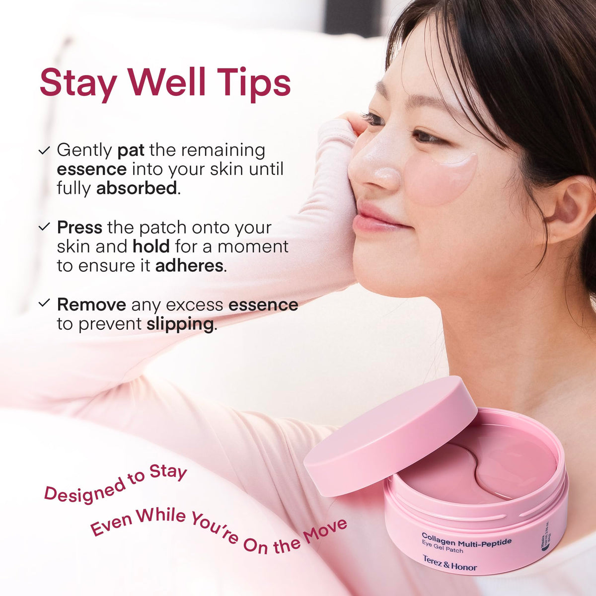 TEREZ & HONOR Peptide Collagen Under Eye Patches (60 Pcs) - Korean Firming & Anti-Aging Hydrogel Masks for Wrinkles & Bags