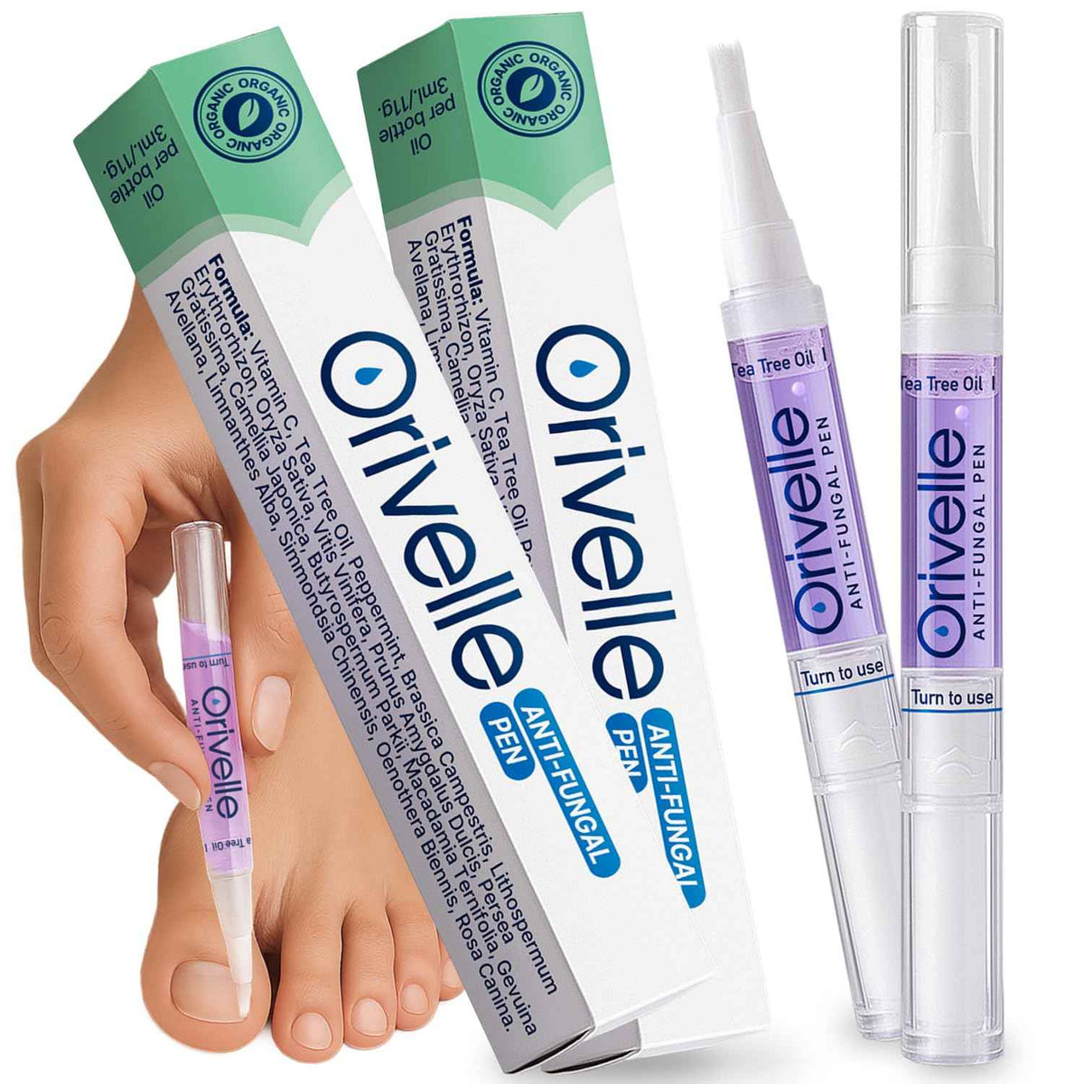 Toenail Care Pen - Extra Strength Toe Nail Remedy - Professional Nail Solution for Fingernail with Tea Tree Oil (Pack of 4)