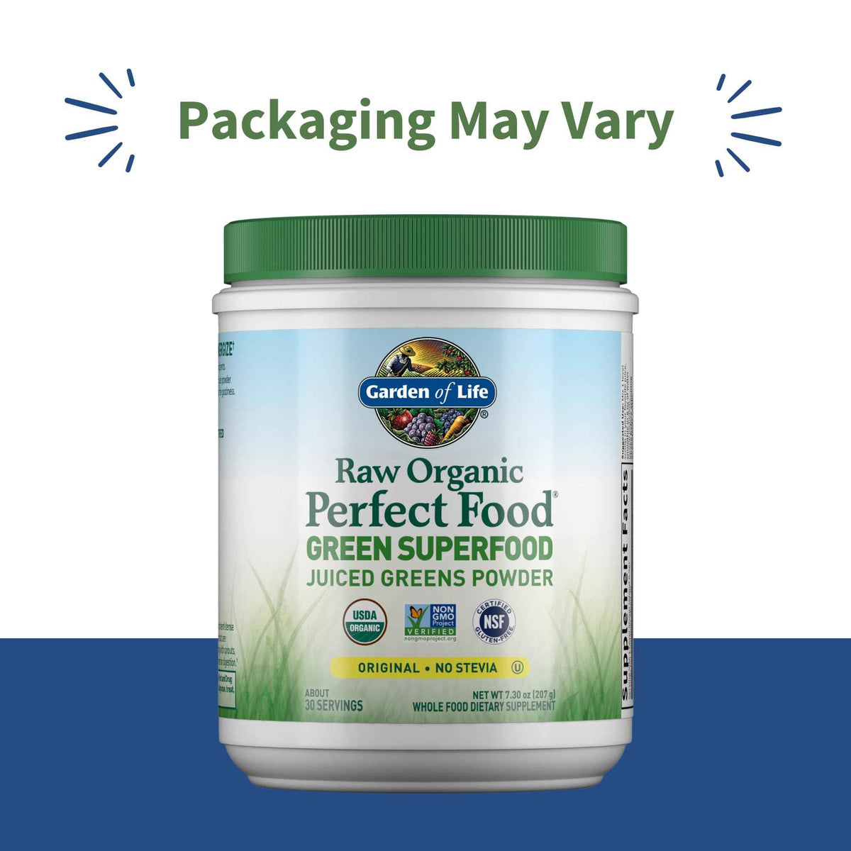 Garden of Life Raw Organic Perfect Food Green Superfood Juiced Greens Powder - Original Stevia-Free, 30 Servings, Non-GMO, Gluten Free Whole Food Dietary