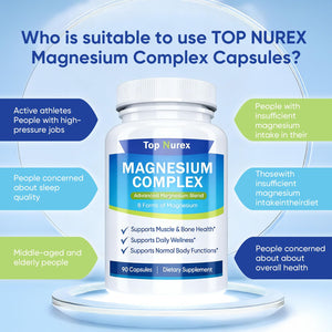 Top Nurex Magnesium Complex 1000 mg, 8-Source Magnesium Blend with Glycinate, Citrate, Malate & Taurate, Vegan Non-GMO Formula, 90 Capsules Kunnozz buy supplements Au