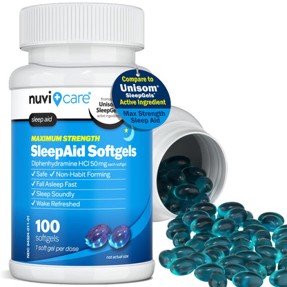 NUVICARE Diphenhydramine 50mg Max Strength SleepAid, 100 Count