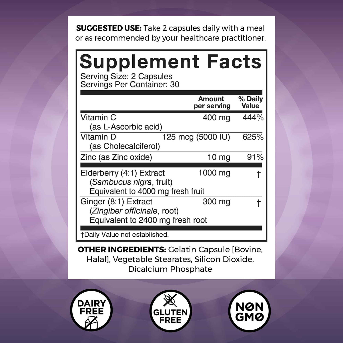 Viva Naturals Elderberry with Vitamin C and Zinc for Adults - 5 in 1 Sambucus Black Elderberry Capsules with Vitamin D3 5000 IU Immunity Supplement, Sambucus Elderberry Immune Support Supplement