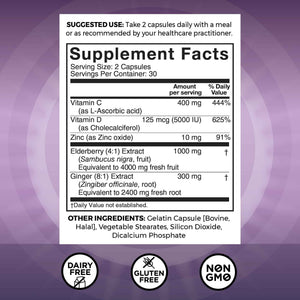 Viva Naturals Elderberry with Vitamin C and Zinc for Adults - 5 in 1 Sambucus Black Elderberry Capsules with Vitamin D3 5000 IU Immunity Supplement, Sambucus Elderberry Immune Support Supplement