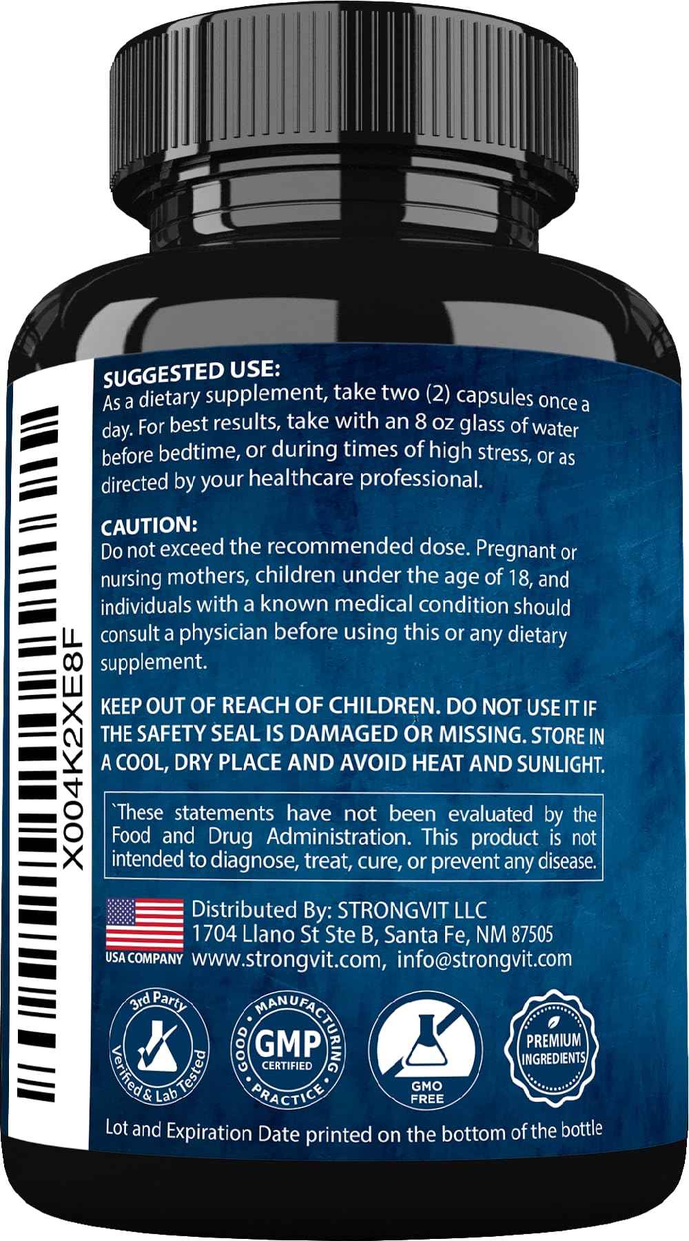 StrongVit Cortisol Supplements for Women and Men with Magnesium, Ashwagandha & L-Theanine. High Cortisol Reducer, Manager, Detox