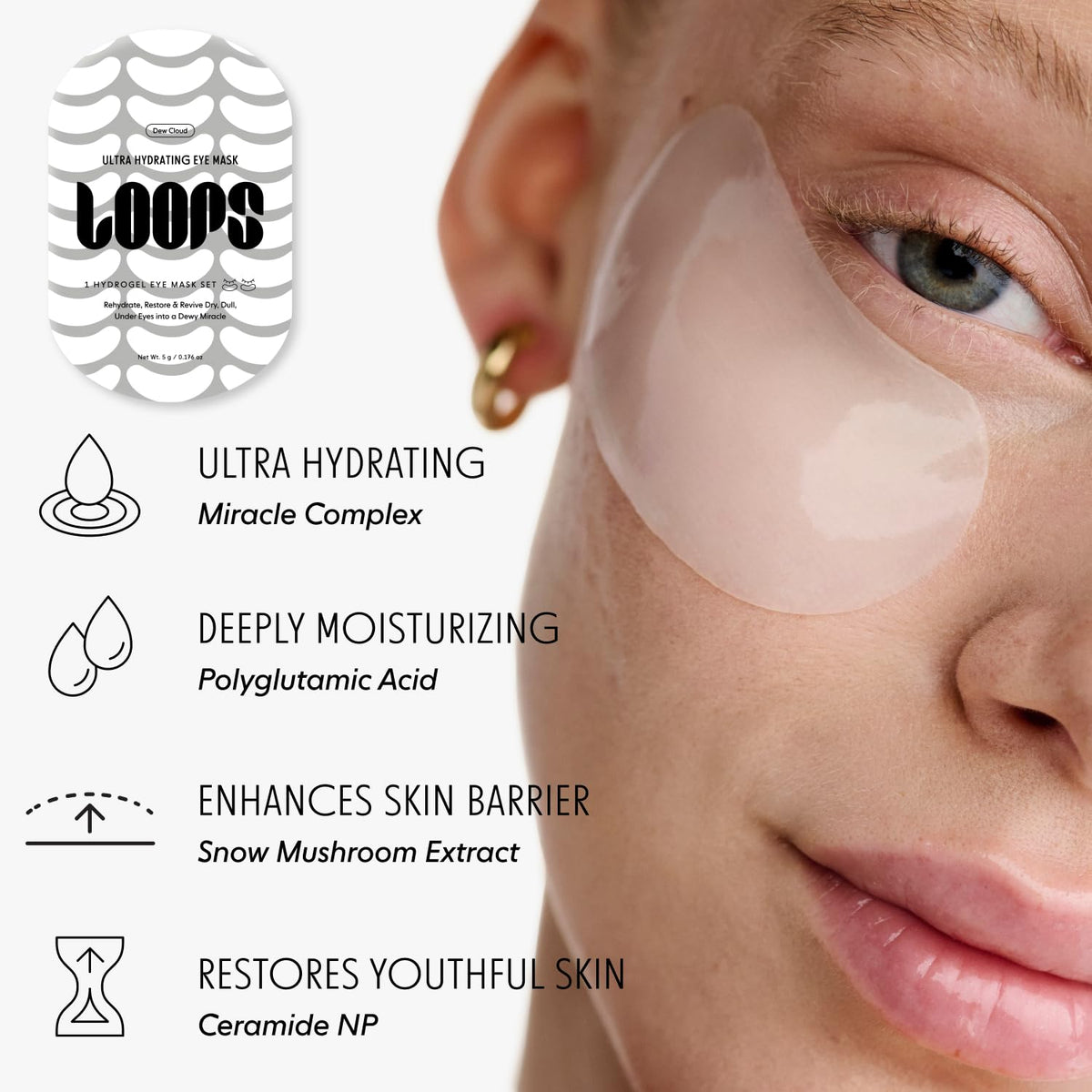 LOOPS Dew Cloud Ultra Hydrating Hydrogel Eye Masks – 5pc Set