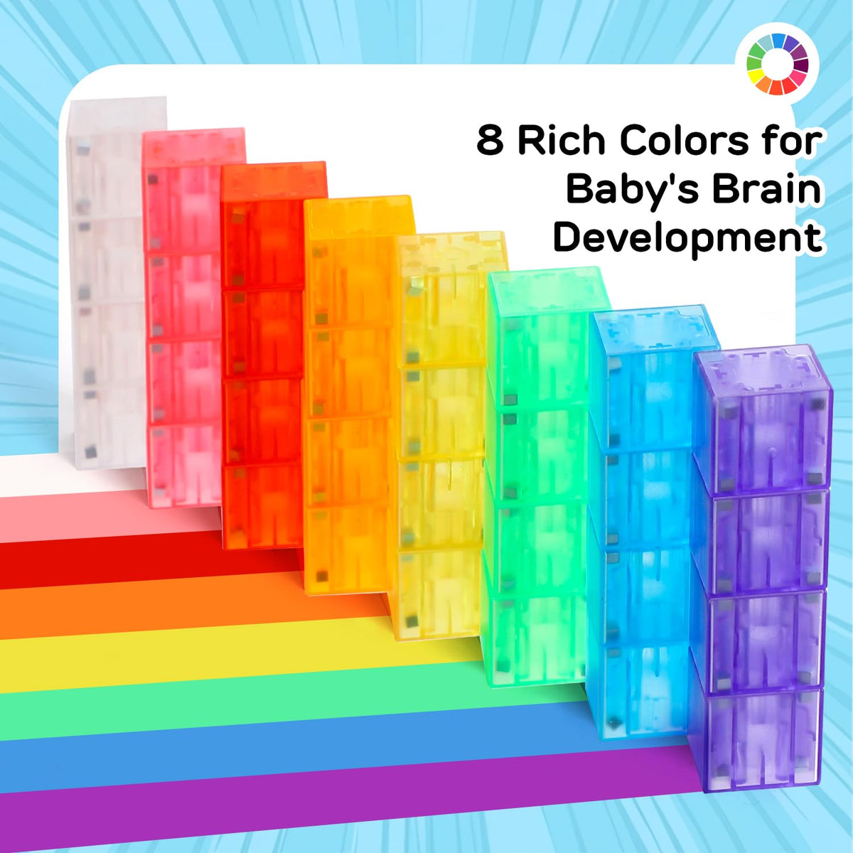 TOY Life Translucent Magnetic Blocks, 36-Piece STEM Set, Ages 3-8