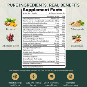 Multivitamin for Men with Vitamin D, K2, Zinc, Vitamin B12, A, E, B6, Calcium – Immune Health & Energy Support Daily Mens Multivitamins Elements of LIfe
