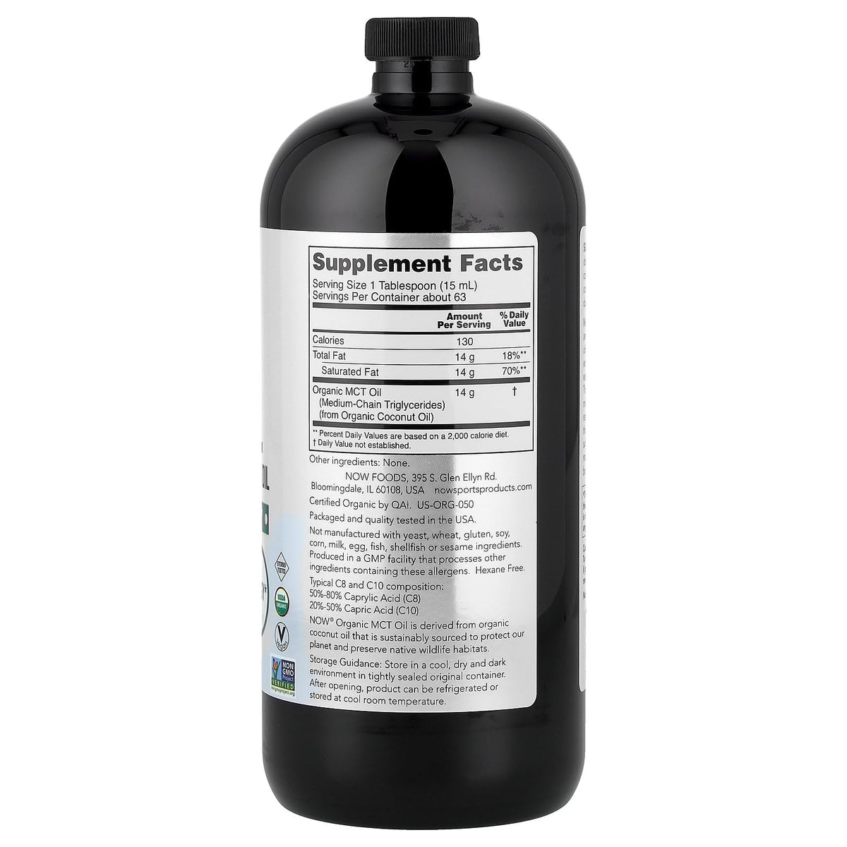 NOW Sports Nutrition, Organic MCT (Medium-chain triglycerides) Oil (in Plastic), 32-Ounce