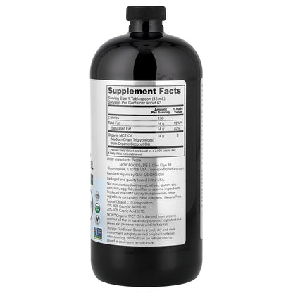 NOW Sports Nutrition, Organic MCT (Medium-chain triglycerides) Oil (in Plastic), 32-Ounce