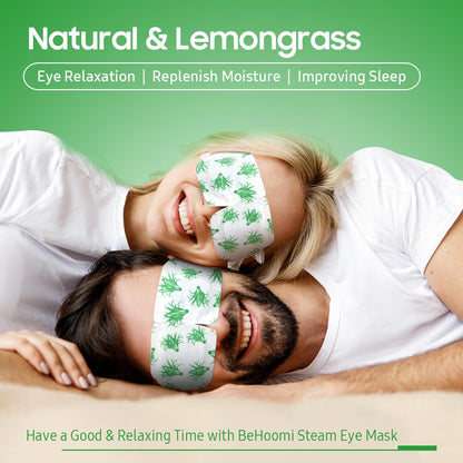 BeHoomi Self Heating Steam Eye Mask – Lemongrass Scented Warm Compress Heated Eye Mask for Sleep, Spa & Relaxation (20 Pack)