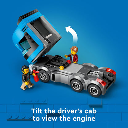 LEGO City Car Transporter Truck with Sports Cars Building Toy Set - Semi Truck Toy with Carrier & Trailer for Boys & Girls, Ages 7+ - Gift Idea for Kids - 60408