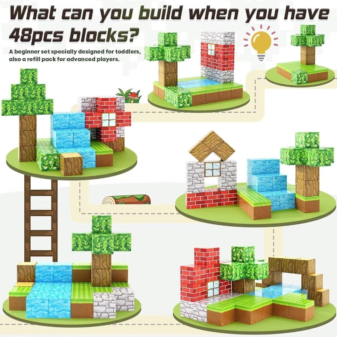 Magnetic Blocks 1 inch Magnetic Building Blocks for Kids Age 3-5 5-7 6-8